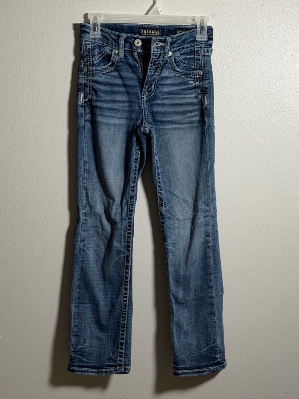 Salvage Boys Kids Denim Blue Mayhem Straight-Leg Jr Regular Fit Jeans size 12